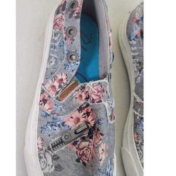 Blowfish Malibu Slip On Tennis Shoes Womens 7.5 Floral Zipper Accents Fun Shoes - Picture 7 of 9